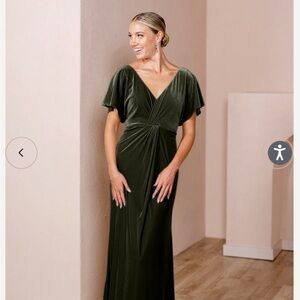 Revelry Velvet Gwen Dress in Olive (hemmed to petite)